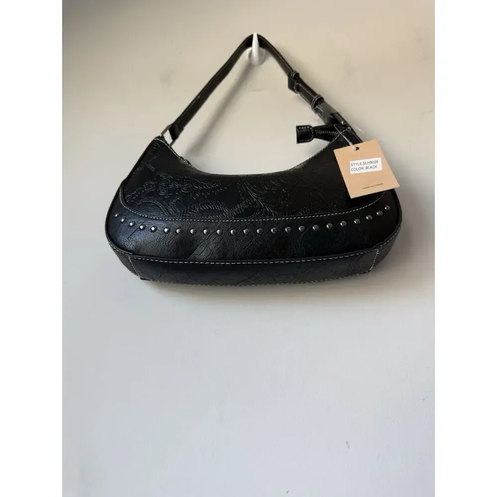 Rein and Bridle Black Faux Leather Women's Purse Western 12x7x2 NWT SLAH018